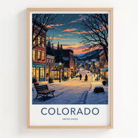 Littleton Poster - Colorado Art Print - Snowy Town Evening Home Decor