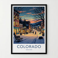 Littleton Poster - Colorado Art Print - Snowy Town Evening Home Decor