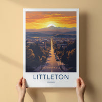 Littleton Poster - Colorado Travel Art - Golden Sunset Street Home Decor