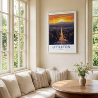 Littleton Poster - Colorado Travel Art - Golden Sunset Street Home Decor