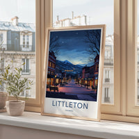 Littleton Poster - Colorado Travel Art - Starry Mountain Street Wall Decor