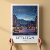 Littleton Poster - Colorado Travel Art - Starry Mountain Street Wall Decor