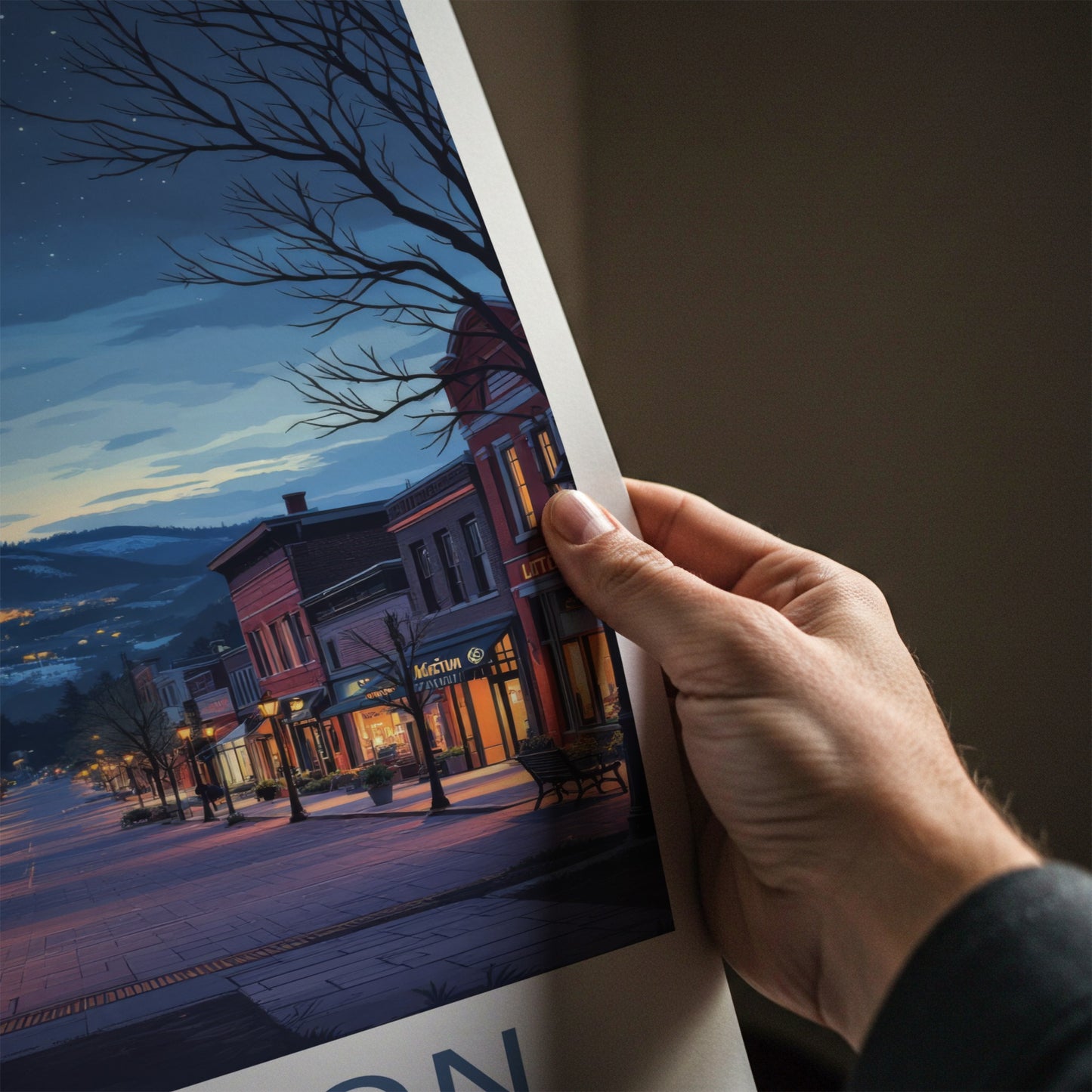 Littleton Poster - Colorado Travel Art - Starry Mountain Street Wall Decor