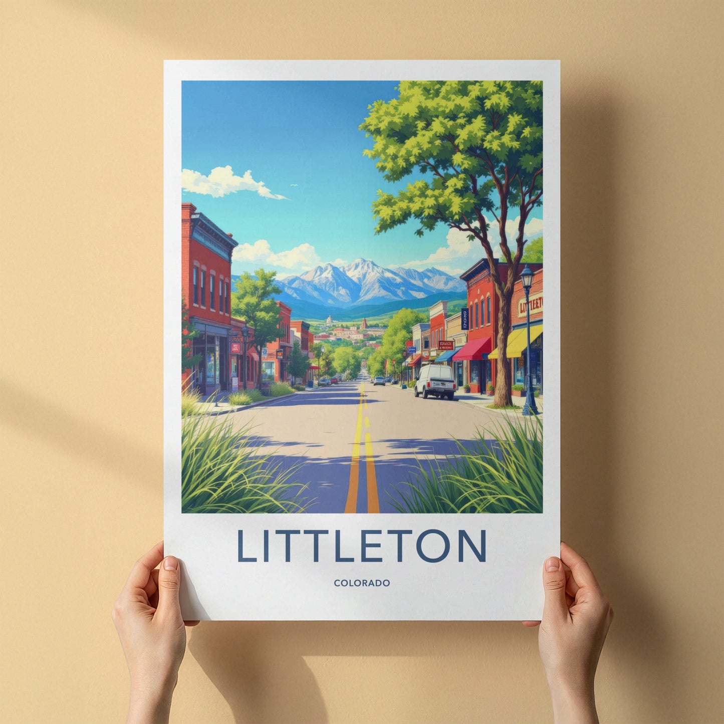 Littleton Poster - Colorado Travel Art - Vibrant Main Street Home Decor