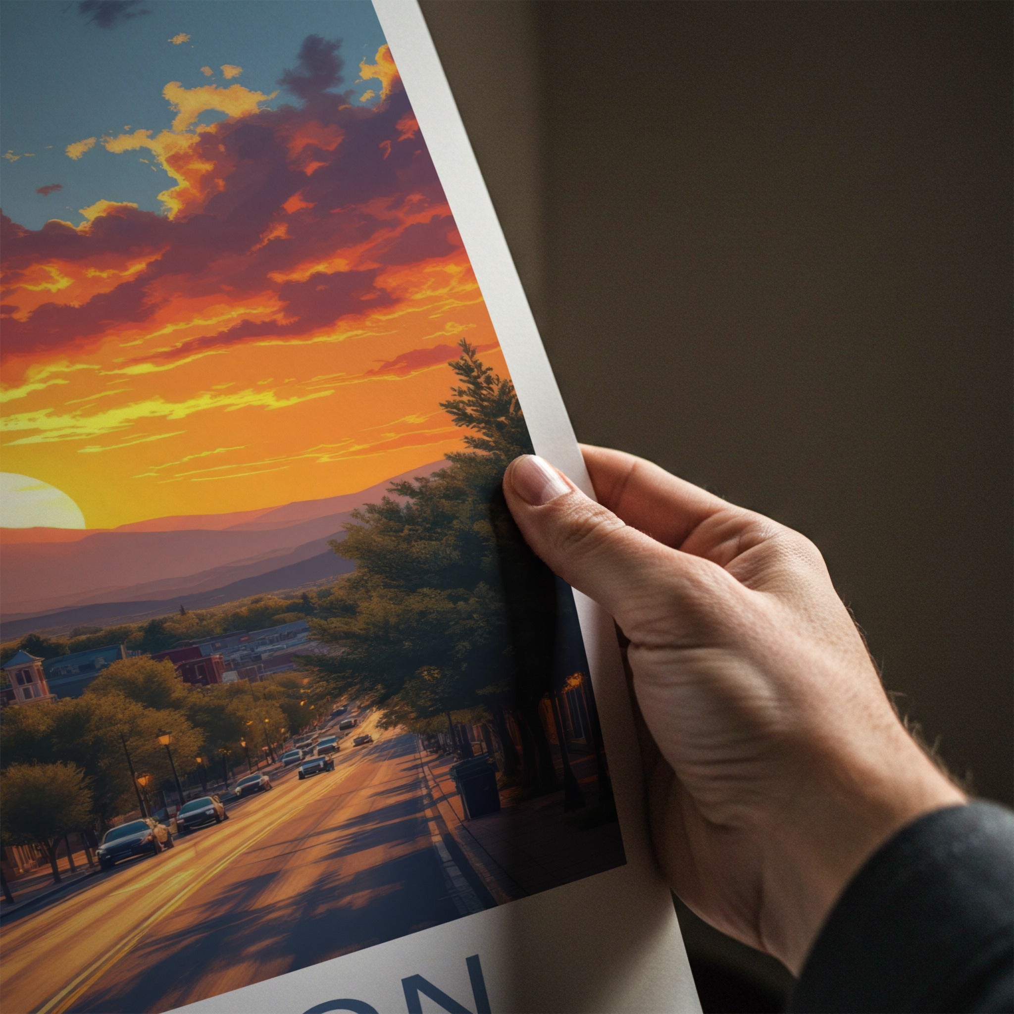 Littleton Poster - Colorado Travel Print - Fiery Sunset Town Wall Decor