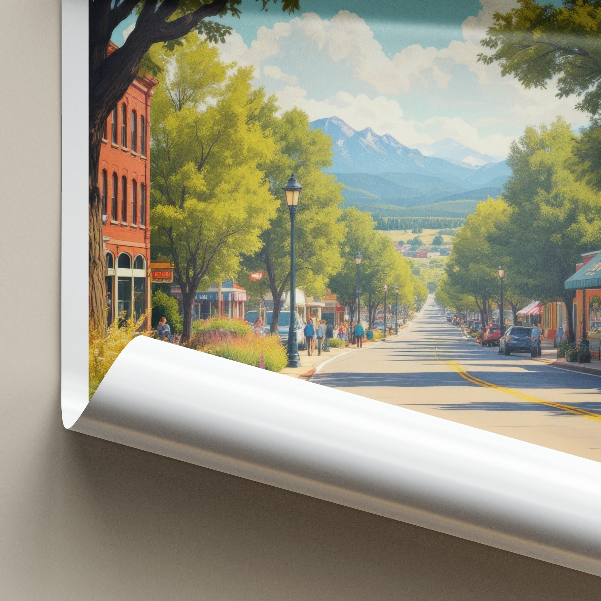 Littleton Poster - Colorado Wall Art - Leafy Street Mountains Home Decor