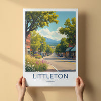 Littleton Poster - Colorado Wall Art - Leafy Street Mountains Home Decor