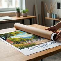 Littleton Poster - Colorado Wall Art - Leafy Street Mountains Home Decor