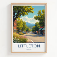 Littleton Poster - Colorado Wall Art - Leafy Street Mountains Home Decor