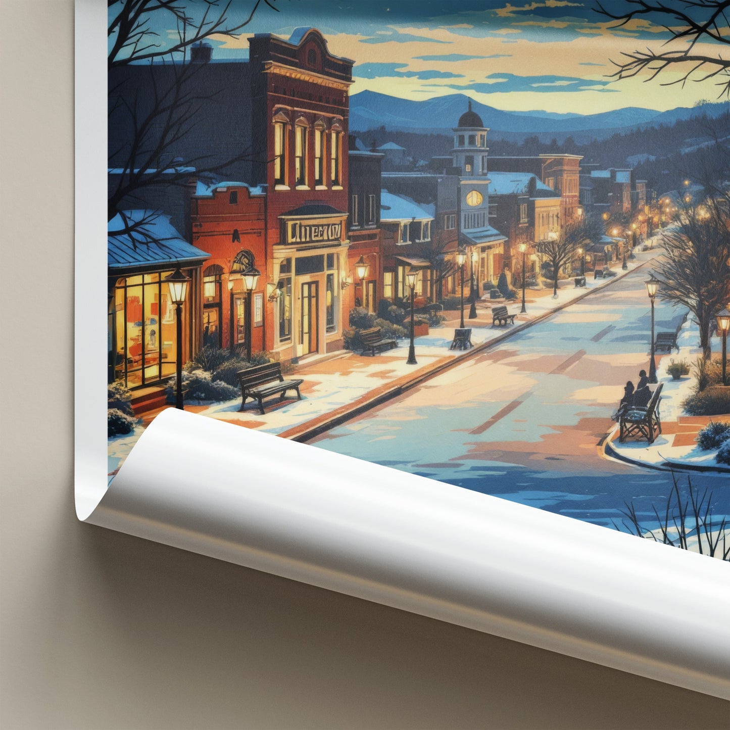Littleton Poster - Colorado Wall Art - Snowy Town Evening Home Decor