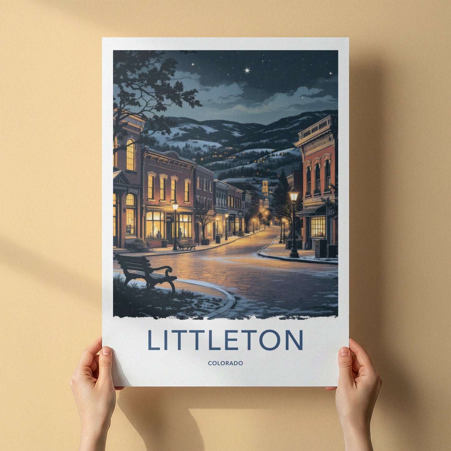 Littleton Poster - Colorado Wall Art - Winter Evening Scene Home Decor