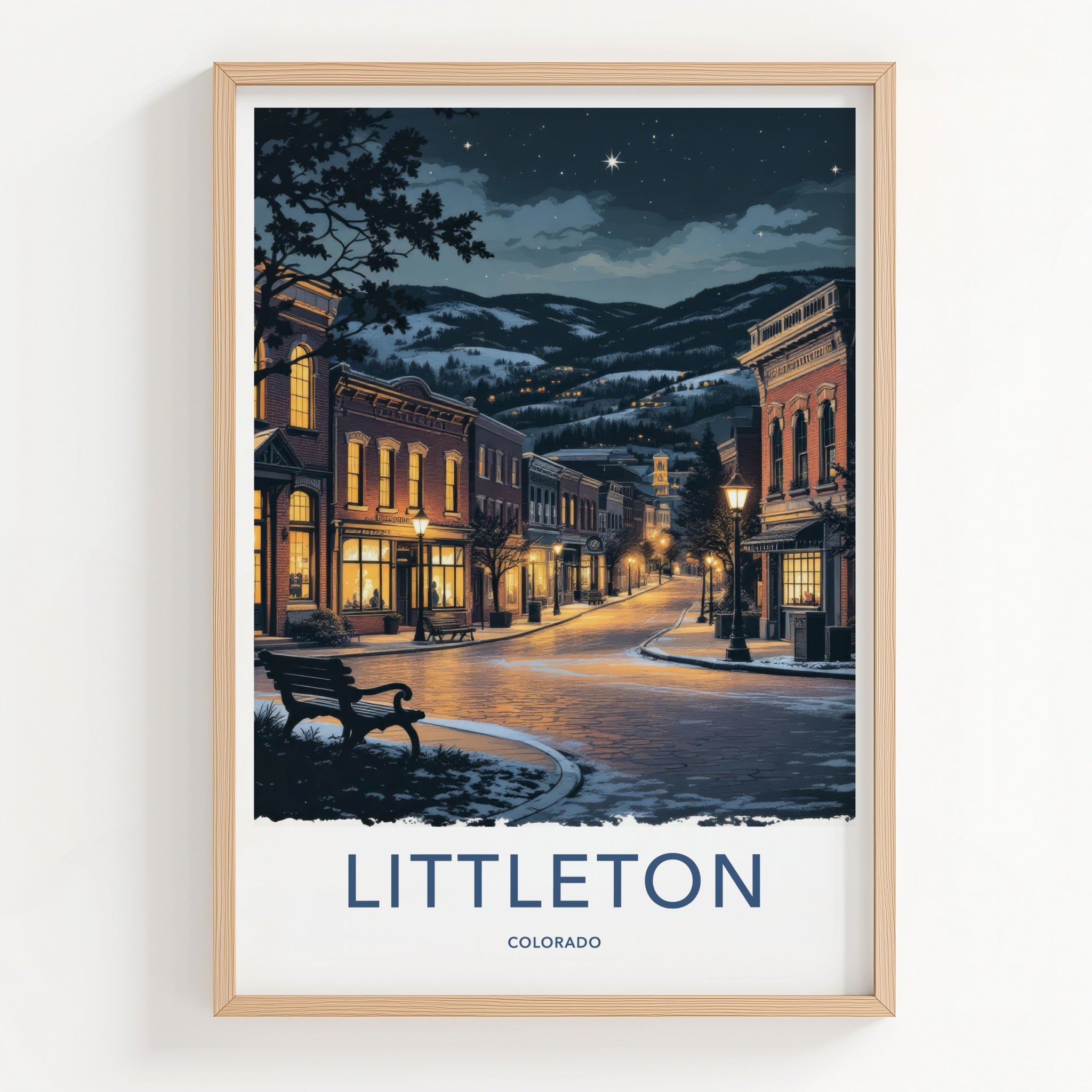 Littleton Poster - Colorado Wall Art - Winter Evening Scene Home Decor