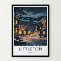 Littleton Poster - Colorado Wall Art - Winter Evening Scene Home Decor