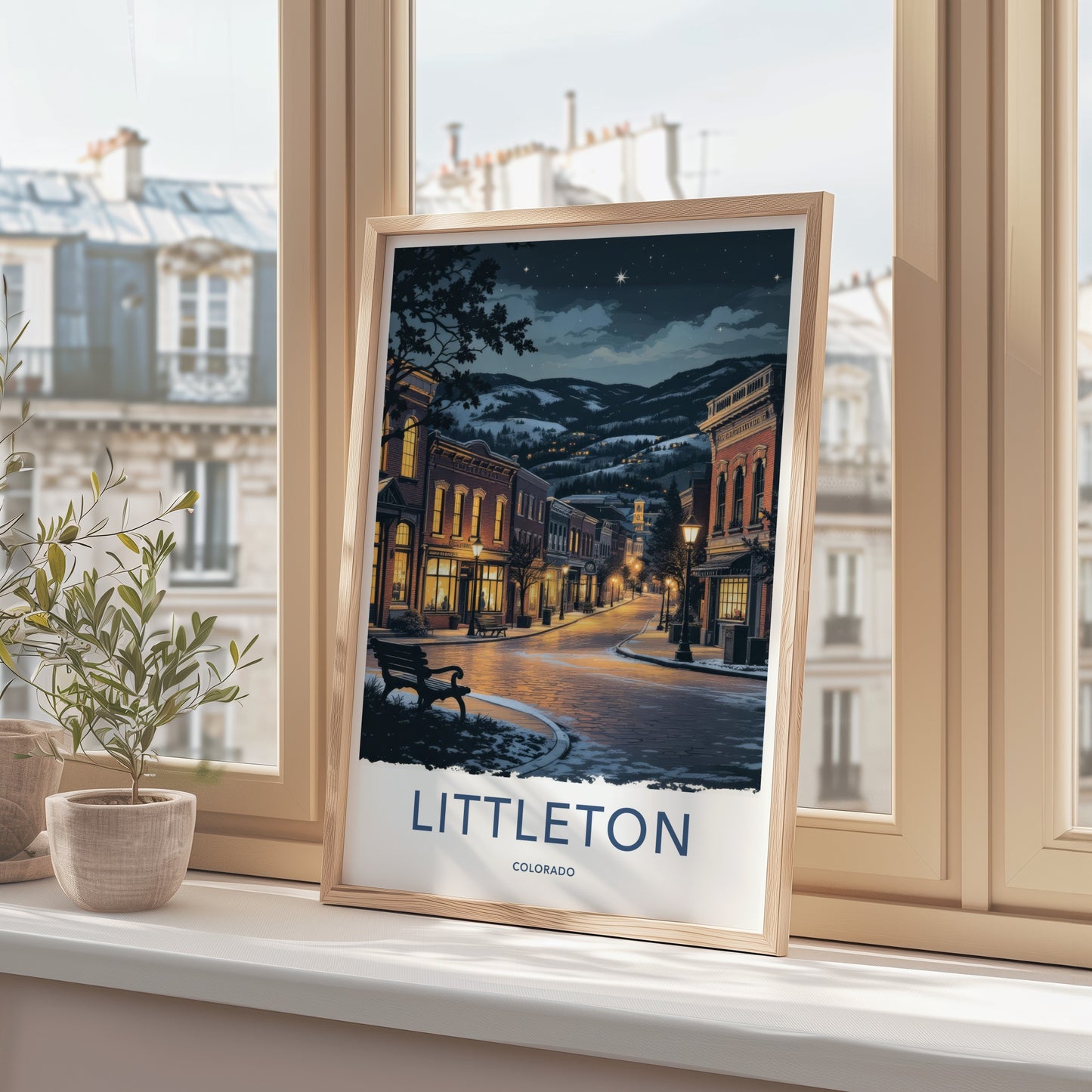 Littleton Poster - Colorado Wall Art - Winter Evening Scene Home Decor