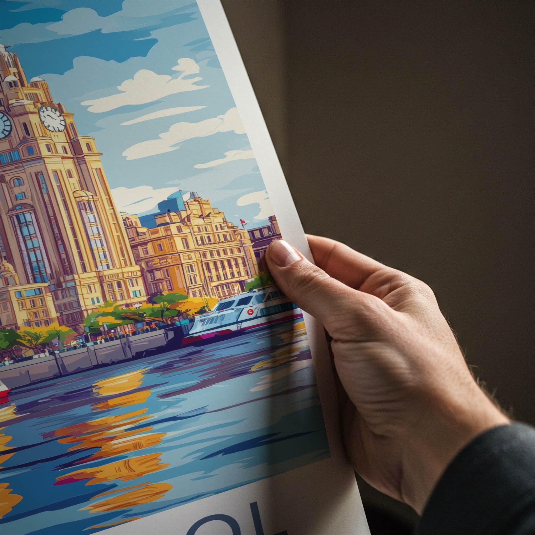 Liverpool Poster - England Travel Art - Iconic Building River Wall Decor