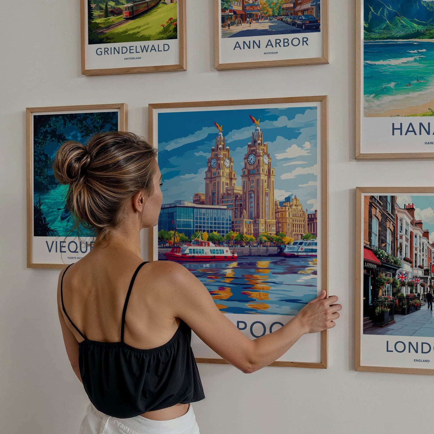 Liverpool Poster - England Travel Art - Iconic Building River Wall Decor