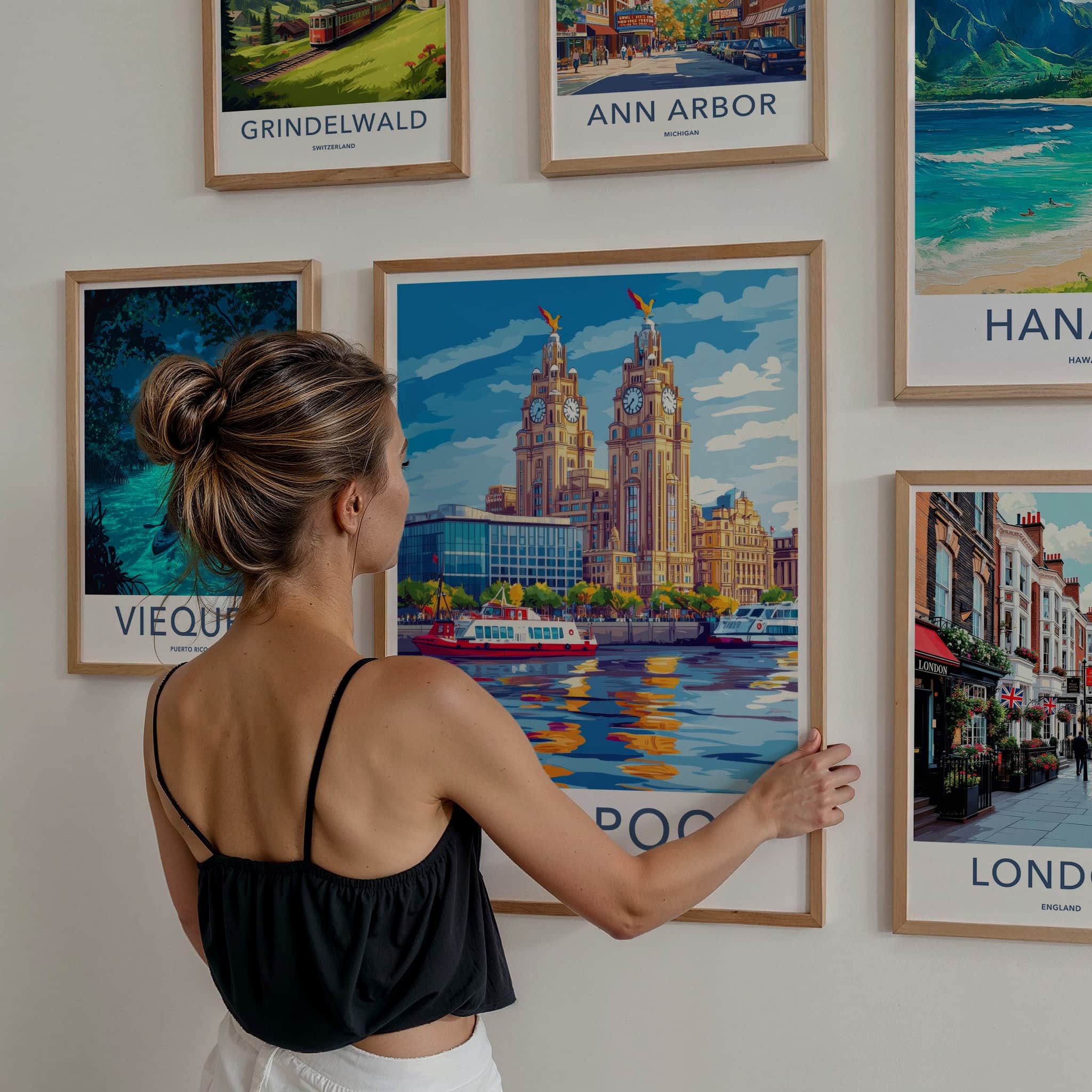 Liverpool Poster - England Travel Art - Iconic Building River Wall Decor