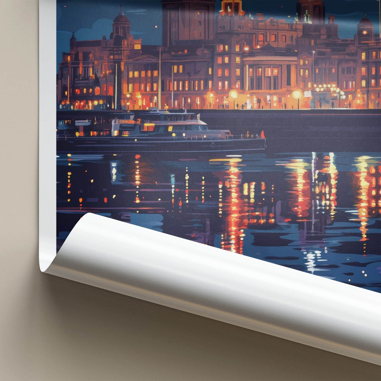 Liverpool Poster - England Travel Art - Night City Reflections Gallery Art