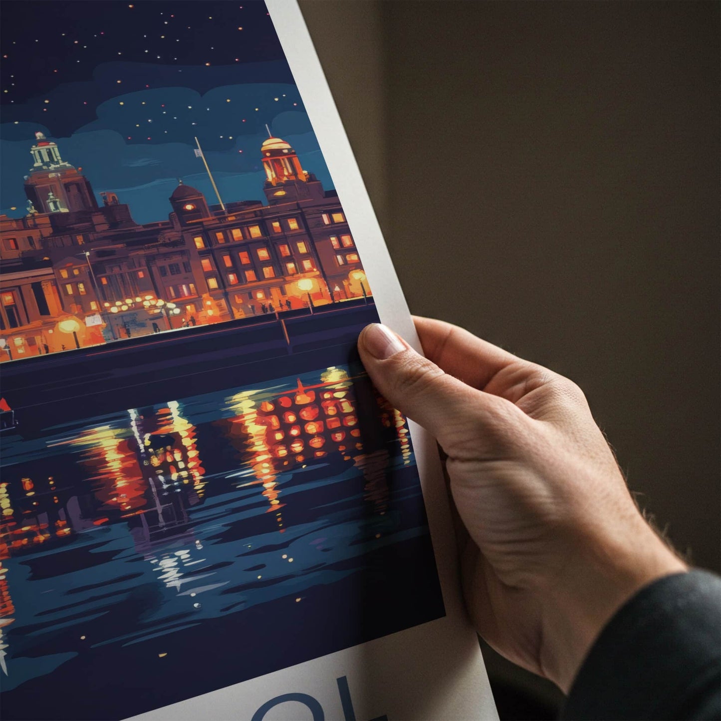 Liverpool Poster - England Travel Art - Night City Reflections Gallery Art