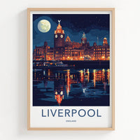 Liverpool Poster - England Travel Art - Night City Reflections Gallery Art