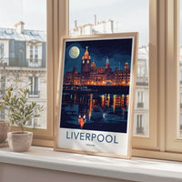 Liverpool Poster - England Travel Art - Night City Reflections Gallery Art