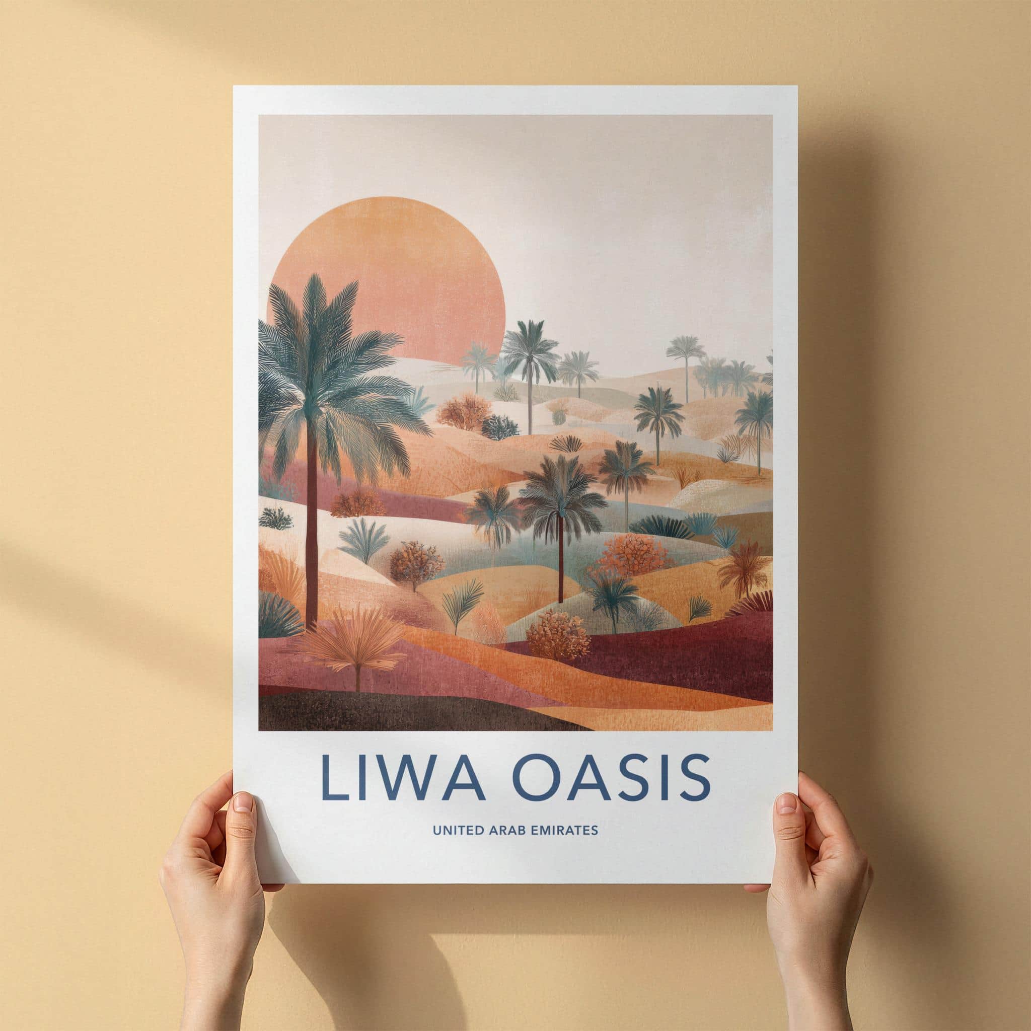 Liwa Oasis Poster - United Arab Emirates Fine Art - Desert Palm Sunset Gift