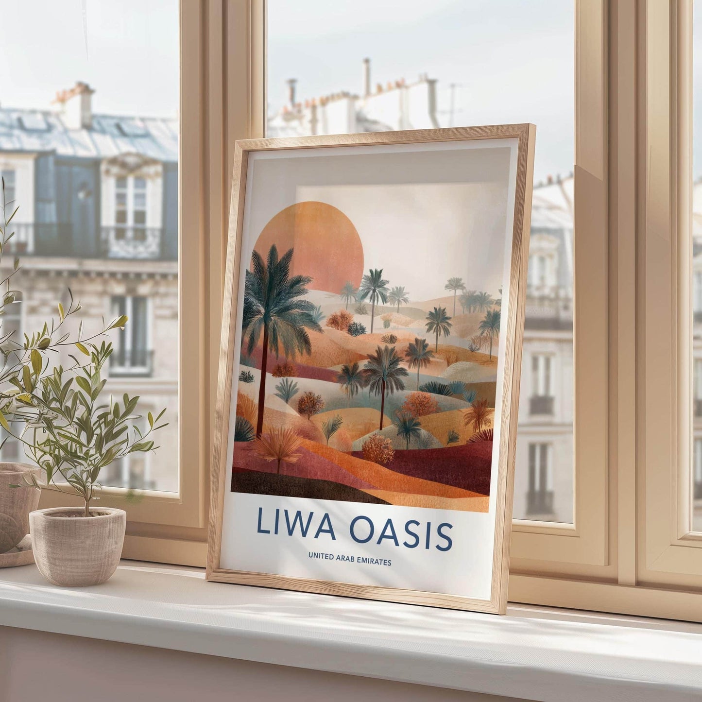 Liwa Oasis Poster - United Arab Emirates Fine Art - Desert Palm Sunset Gift