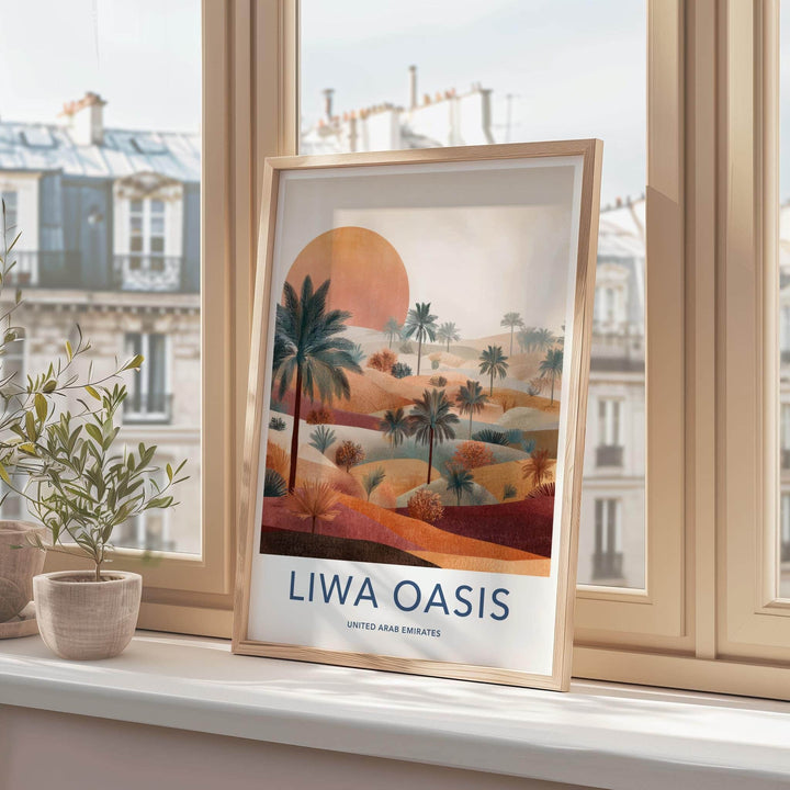 Liwa Oasis Poster - United Arab Emirates Fine Art - Desert Palm Sunset Gift