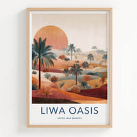 Liwa Oasis Poster - United Arab Emirates Fine Art - Desert Palm Sunset Gift