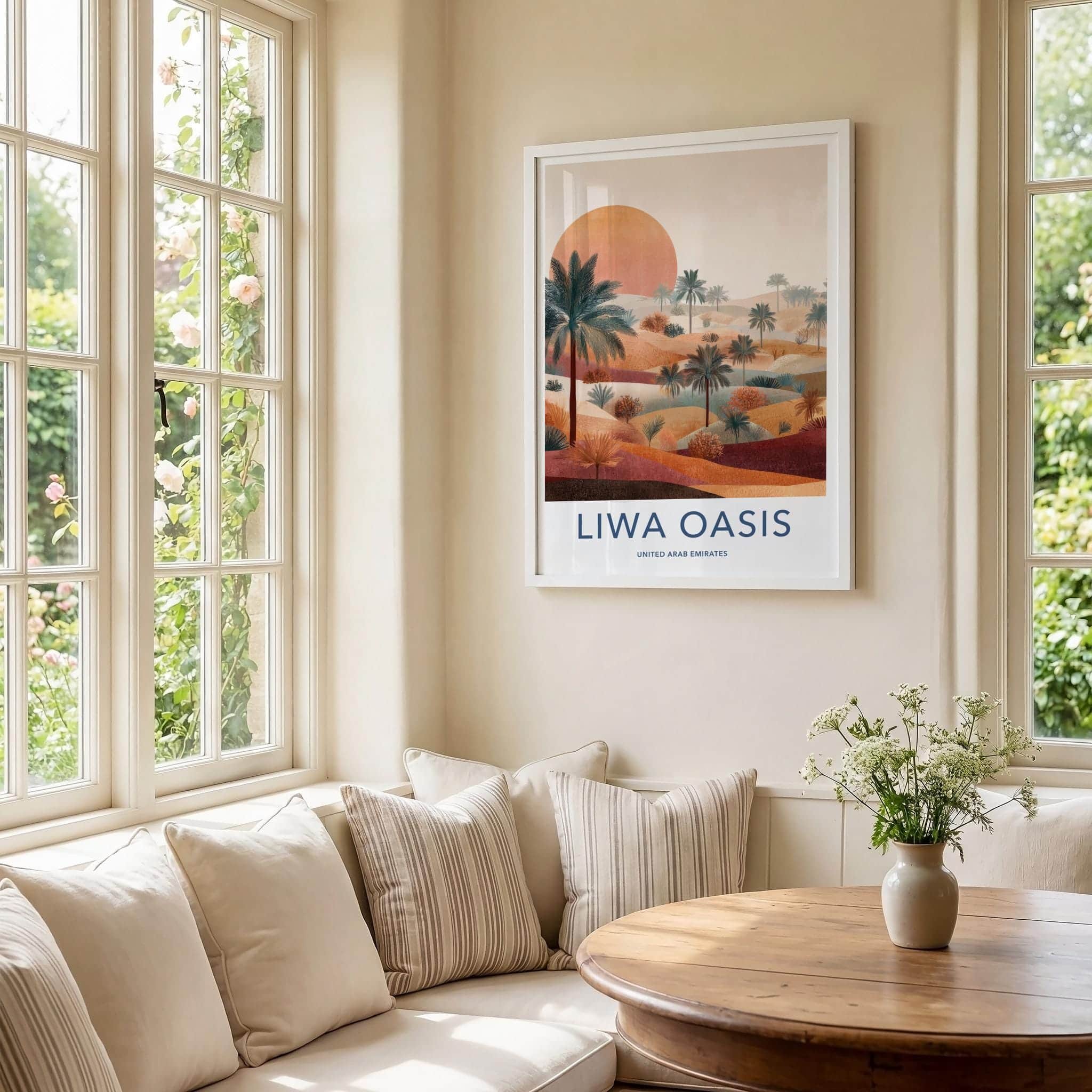 Liwa Oasis Poster - United Arab Emirates Fine Art - Desert Palm Sunset Gift