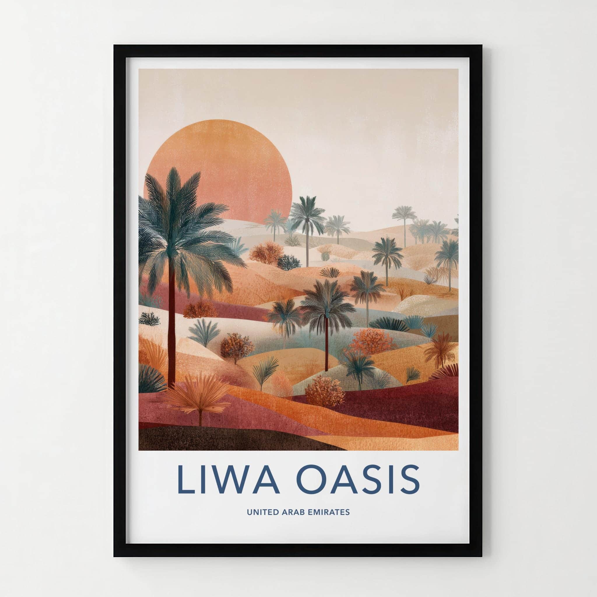 Liwa Oasis Poster - United Arab Emirates Fine Art - Desert Palm Sunset Gift