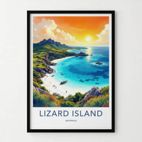 Lizard Island Poster - Australia Travel Art - Tropical Beach Sunset Wall Decor
