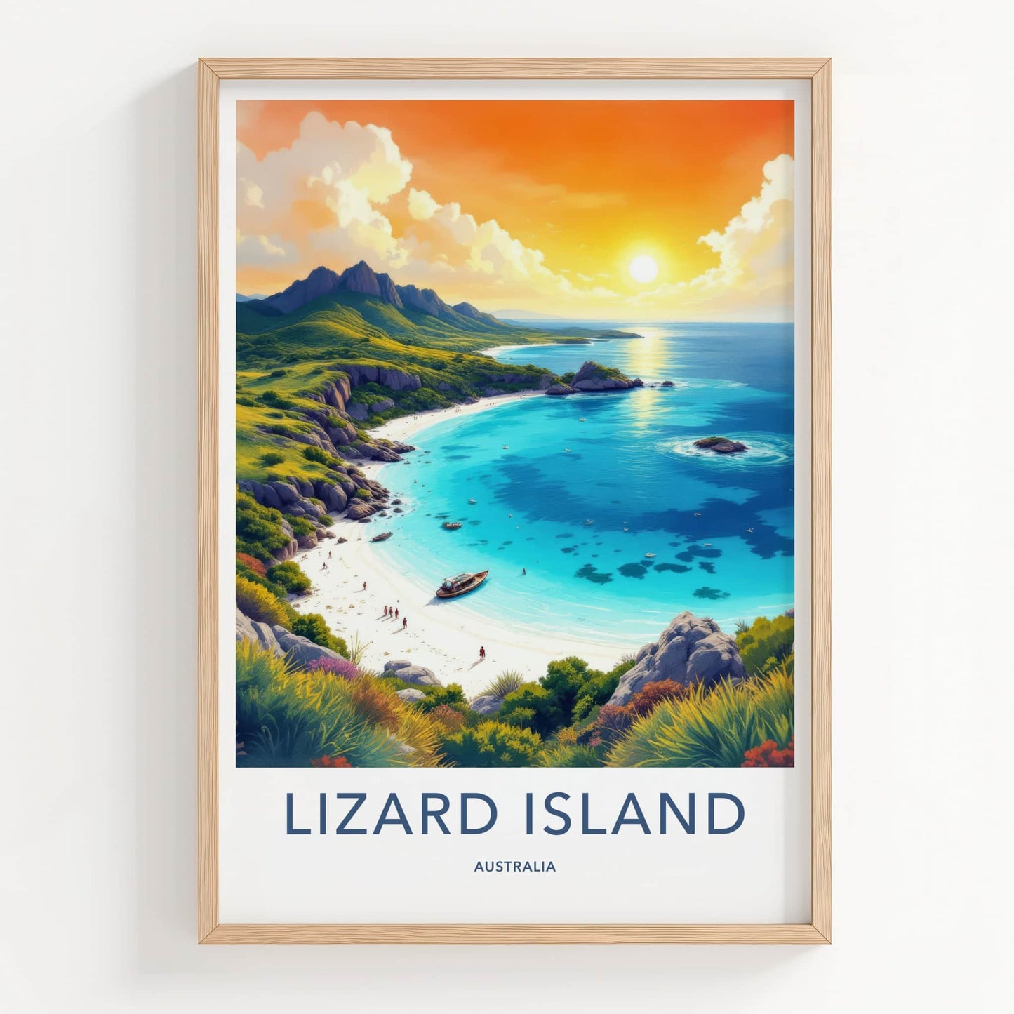 Lizard Island Poster - Australia Travel Art - Tropical Beach Sunset Wall Decor