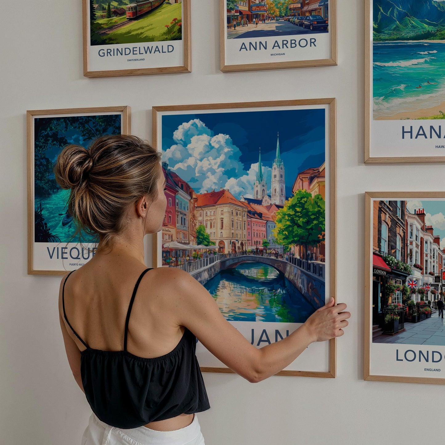 Ljubljana Poster - Slovenia Art Print - Colorful City Canal Wall Decor
