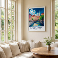 Ljubljana Poster - Slovenia Art Print - Colorful City Canal Wall Decor
