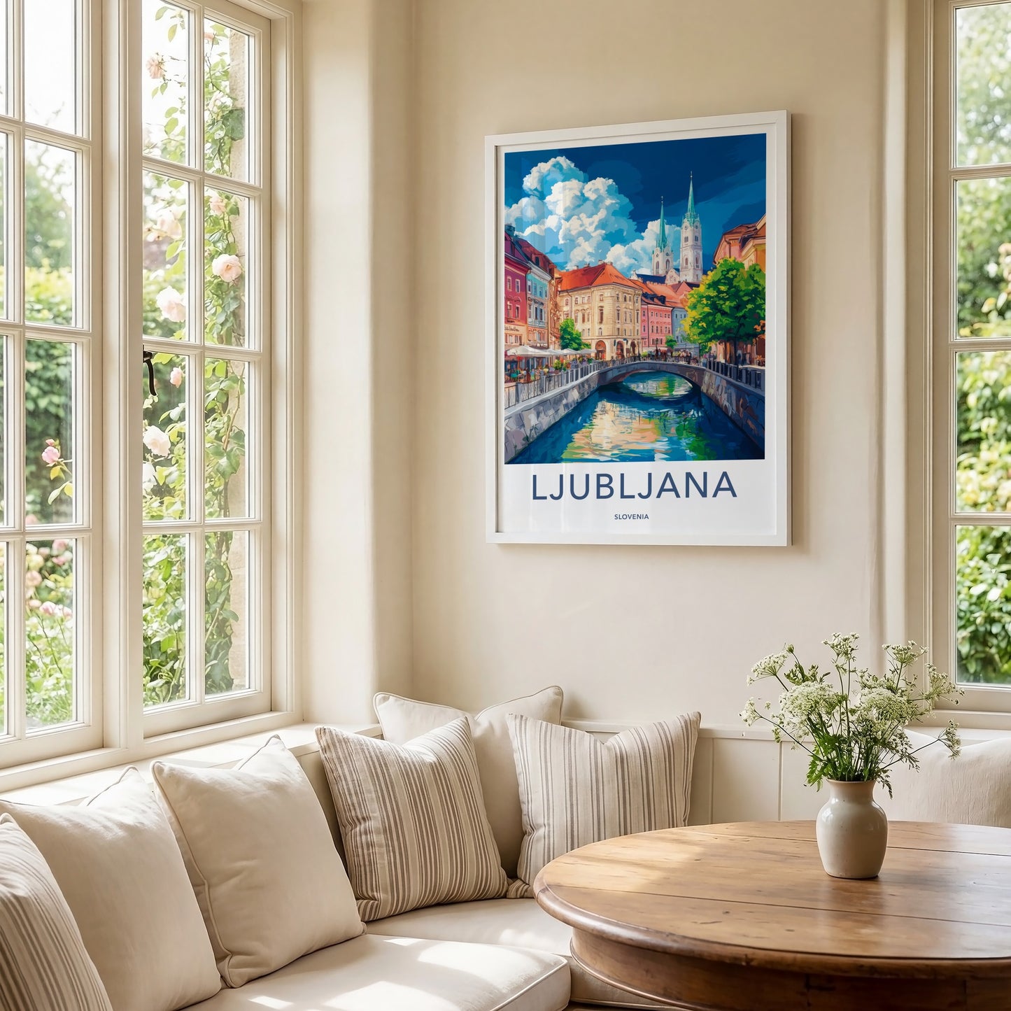 Ljubljana Poster - Slovenia Art Print - Colorful City Canal Wall Decor