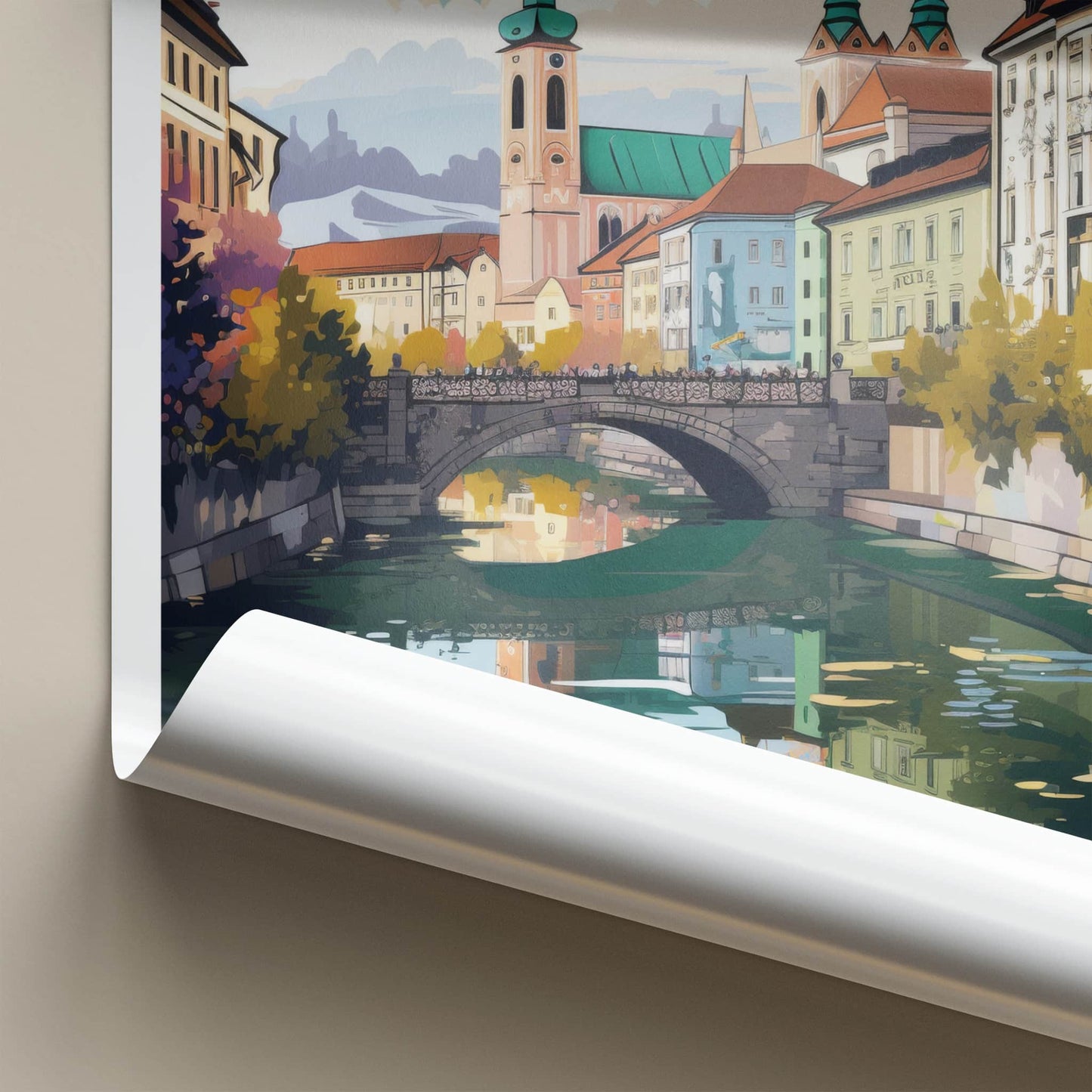Ljubljana Poster - Slovenia Travel Art - Historic River City Home Decor