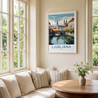 Ljubljana Poster - Slovenia Travel Art - Historic River City Home Decor