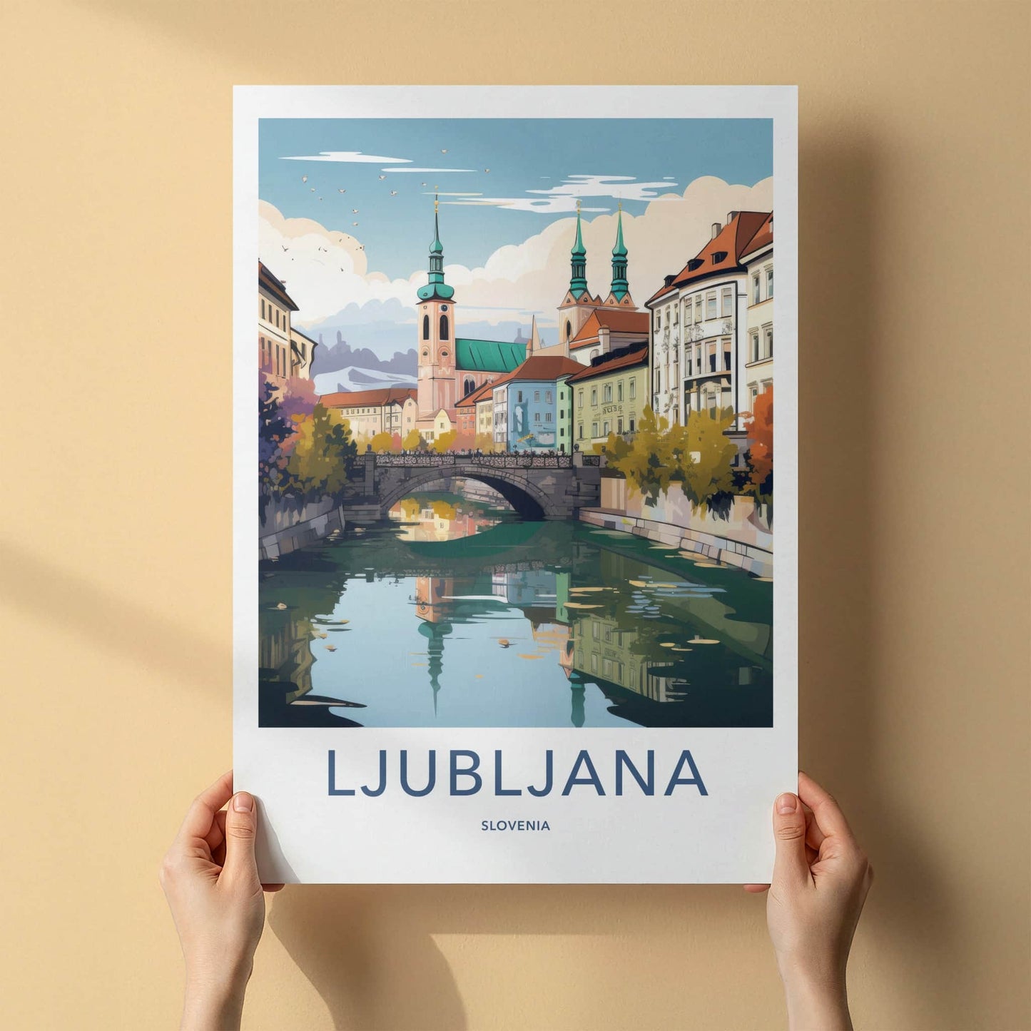 Ljubljana Poster - Slovenia Travel Art - Historic River City Home Decor
