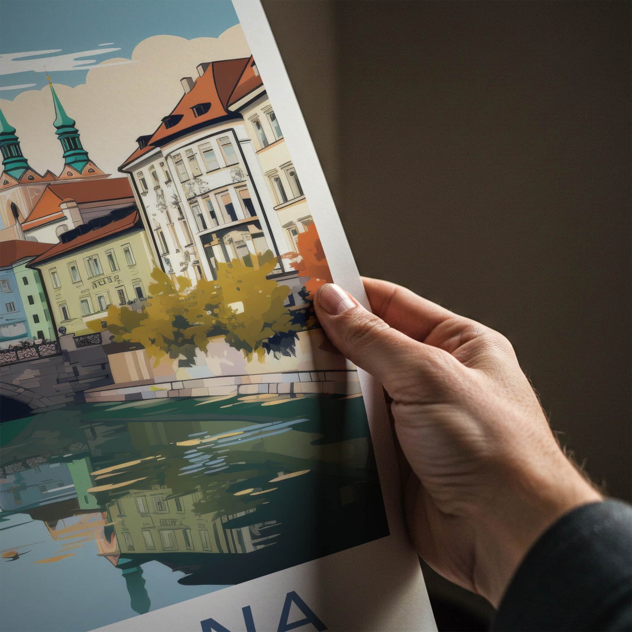 Ljubljana Poster - Slovenia Travel Art - Historic River City Home Decor