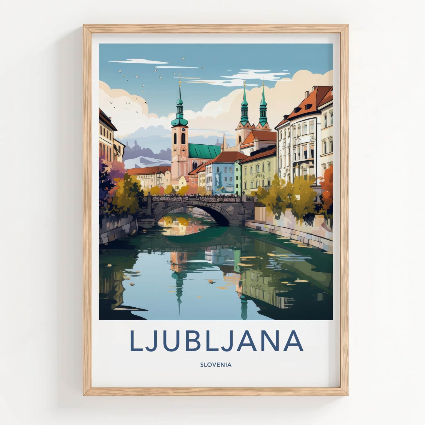 Ljubljana Poster - Slovenia Travel Art - Historic River City Home Decor