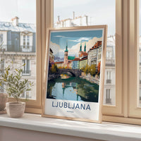 Ljubljana Poster - Slovenia Travel Art - Historic River City Home Decor