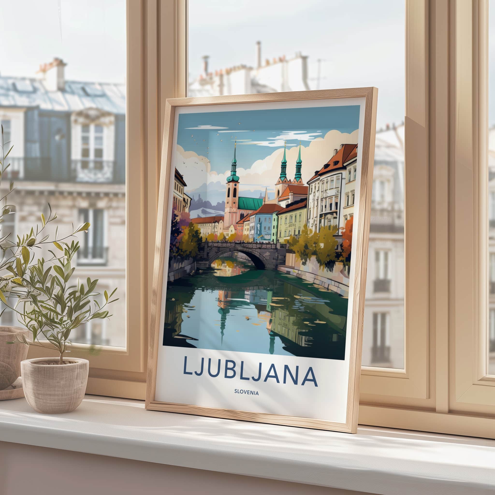 Ljubljana Poster - Slovenia Travel Art - Historic River City Home Decor