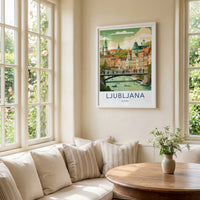 Ljubljana Poster - Slovenia Travel Art - Lively Riverfront View Wall Decor