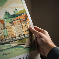 Ljubljana Poster - Slovenia Travel Art - Lively Riverfront View Wall Decor