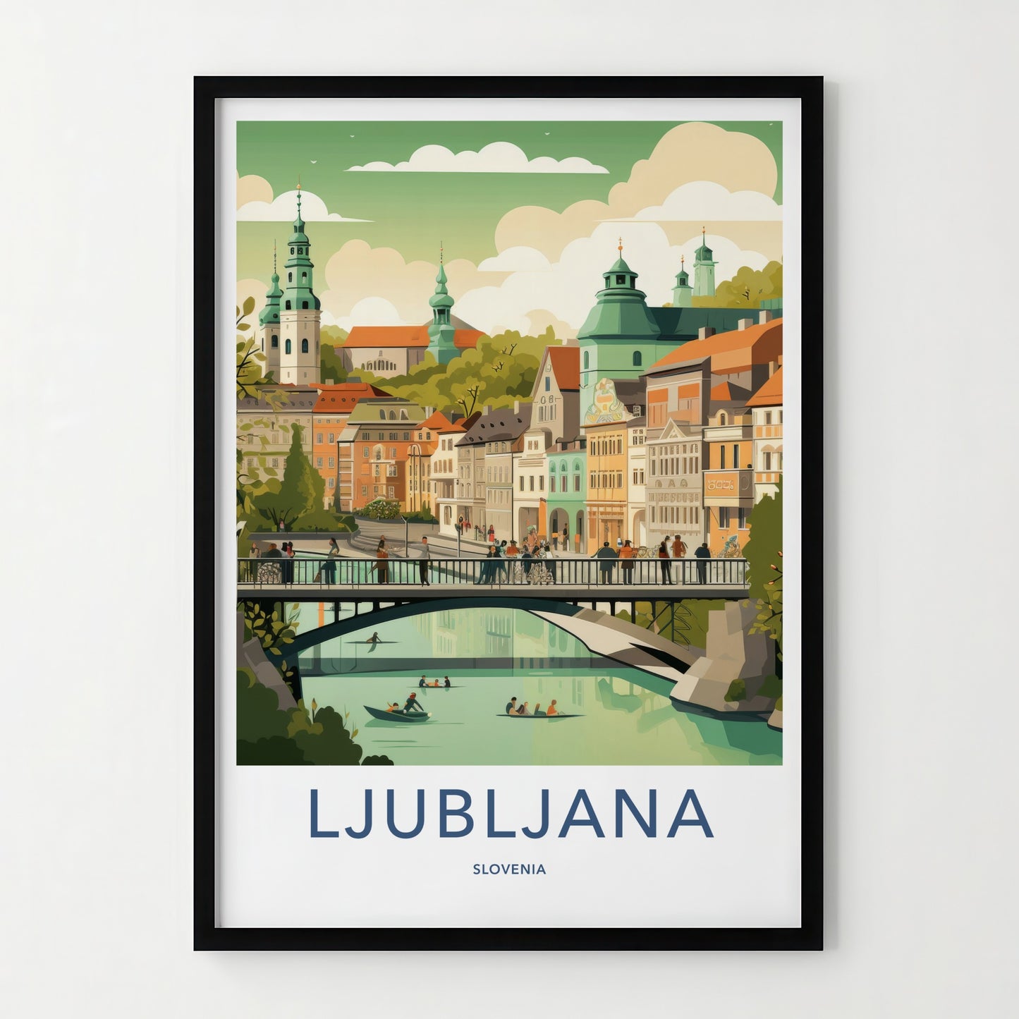 Ljubljana Poster - Slovenia Travel Art - Lively Riverfront View Wall Decor