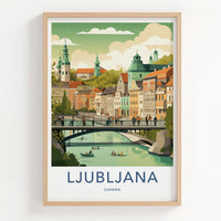 Ljubljana Poster - Slovenia Travel Art - Lively Riverfront View Wall Decor