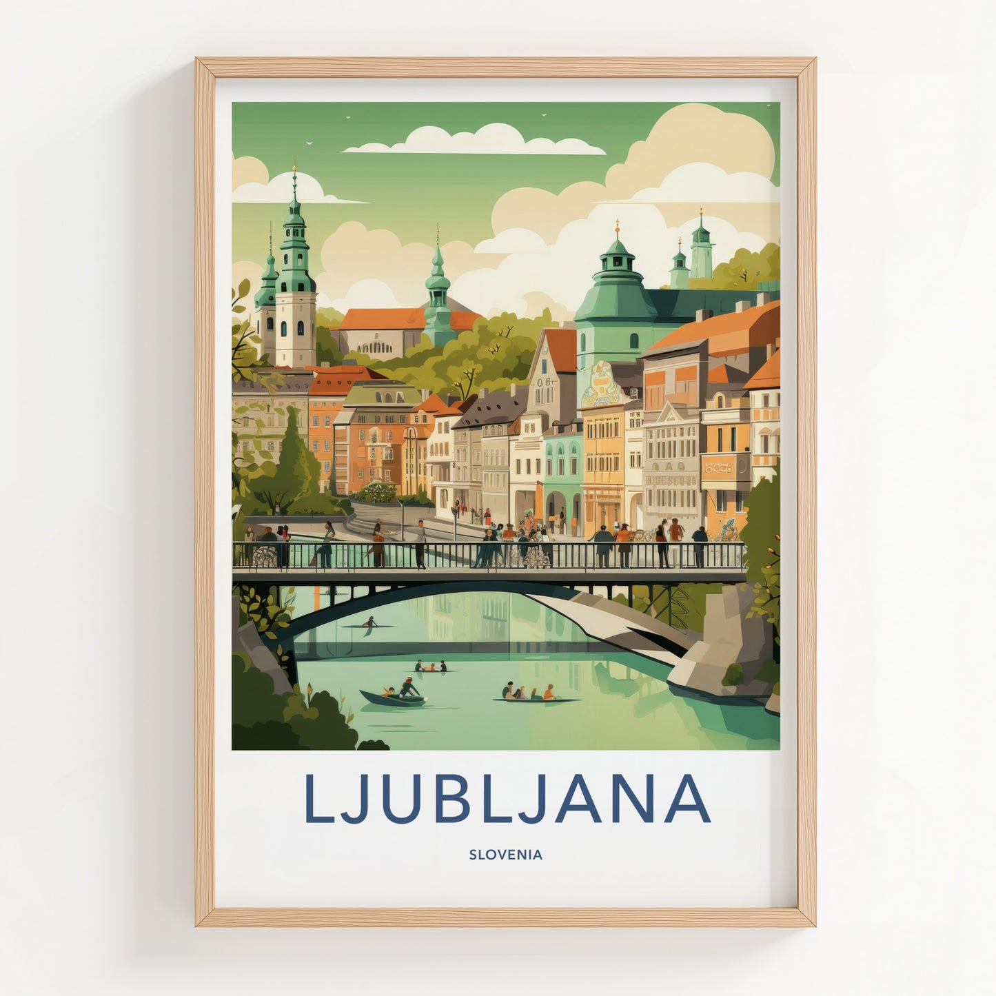 Ljubljana Poster - Slovenia Travel Art - Lively Riverfront View Wall Decor