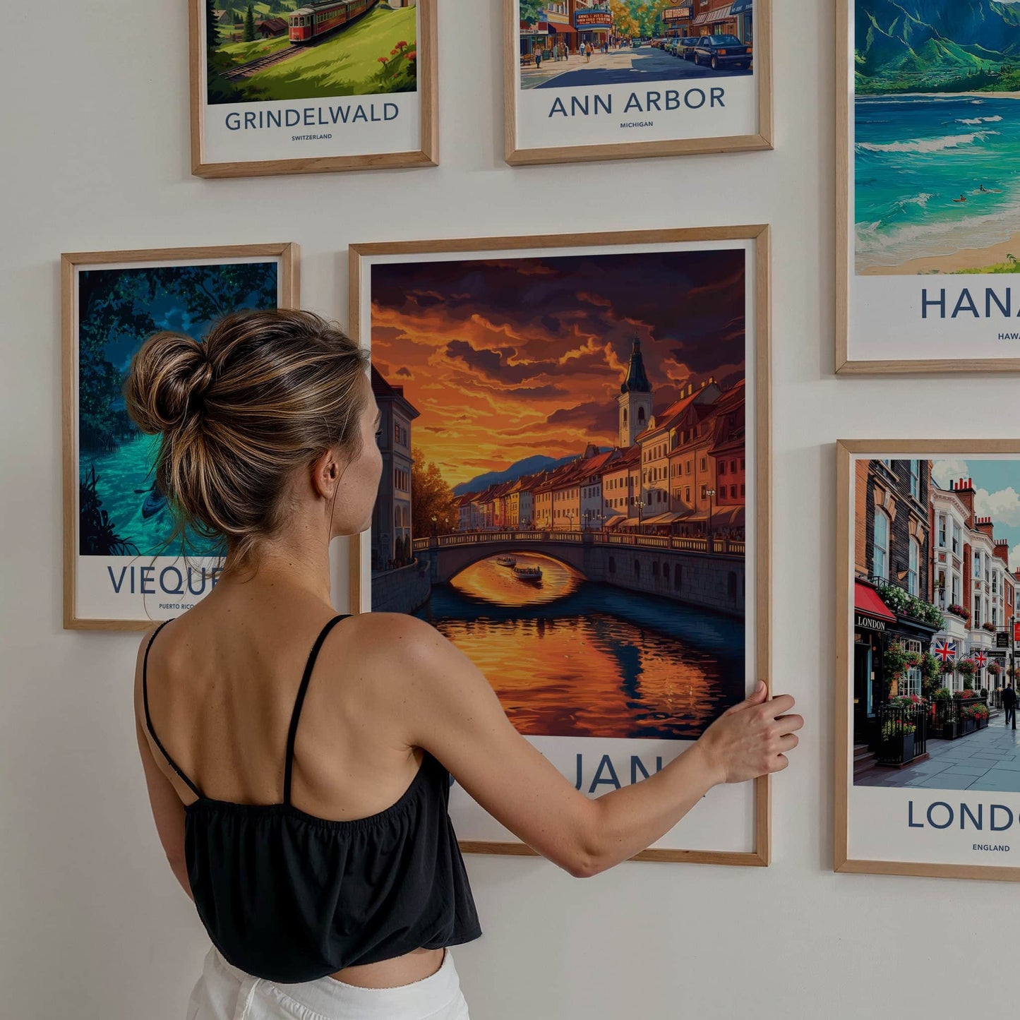Ljubljana Poster - Slovenia Travel Art - Vibrant City Sunset Home Decor