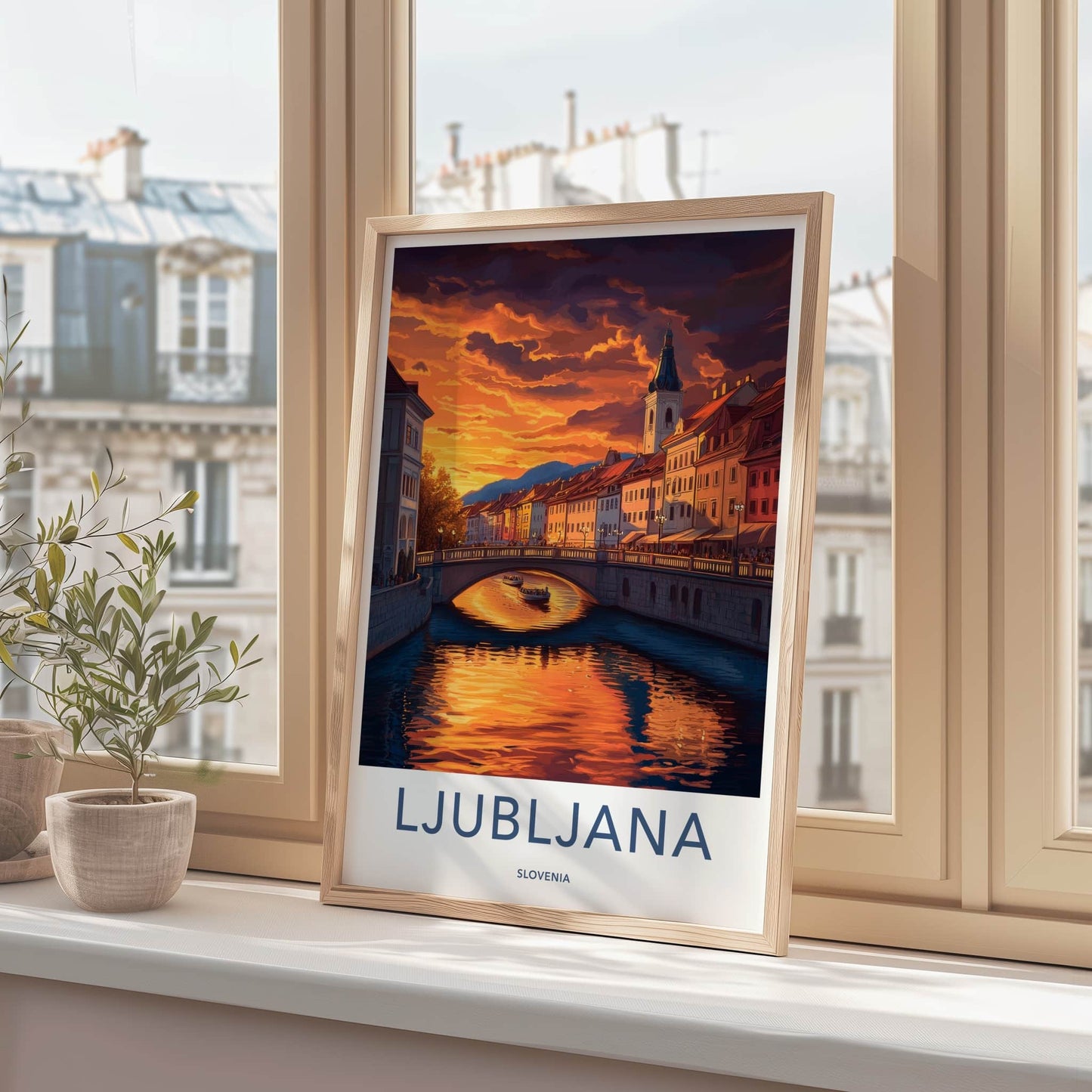 Ljubljana Poster - Slovenia Travel Art - Vibrant City Sunset Home Decor